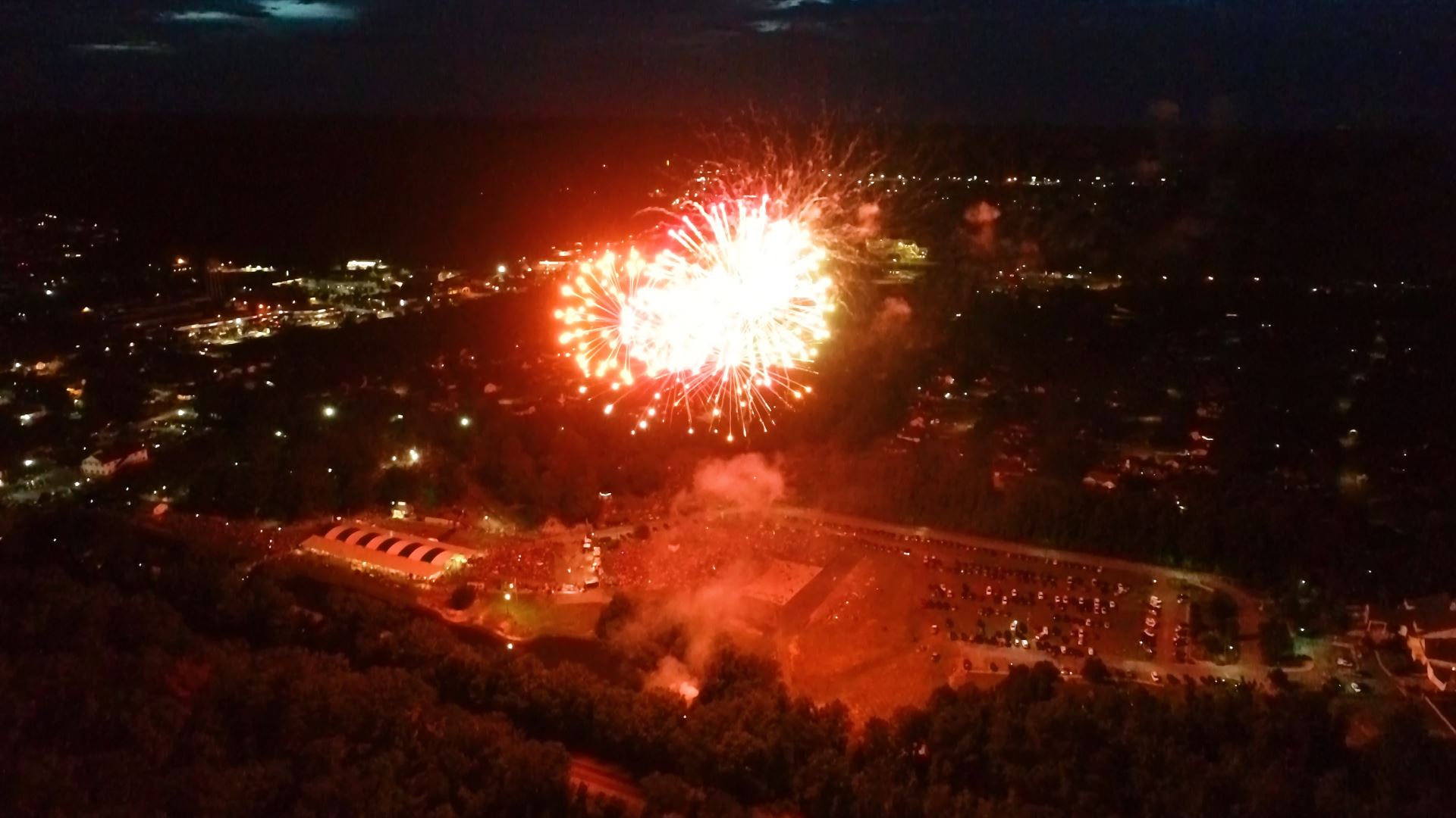 Ariel view of 2019 Richmond Hill Independence Day Fireworks