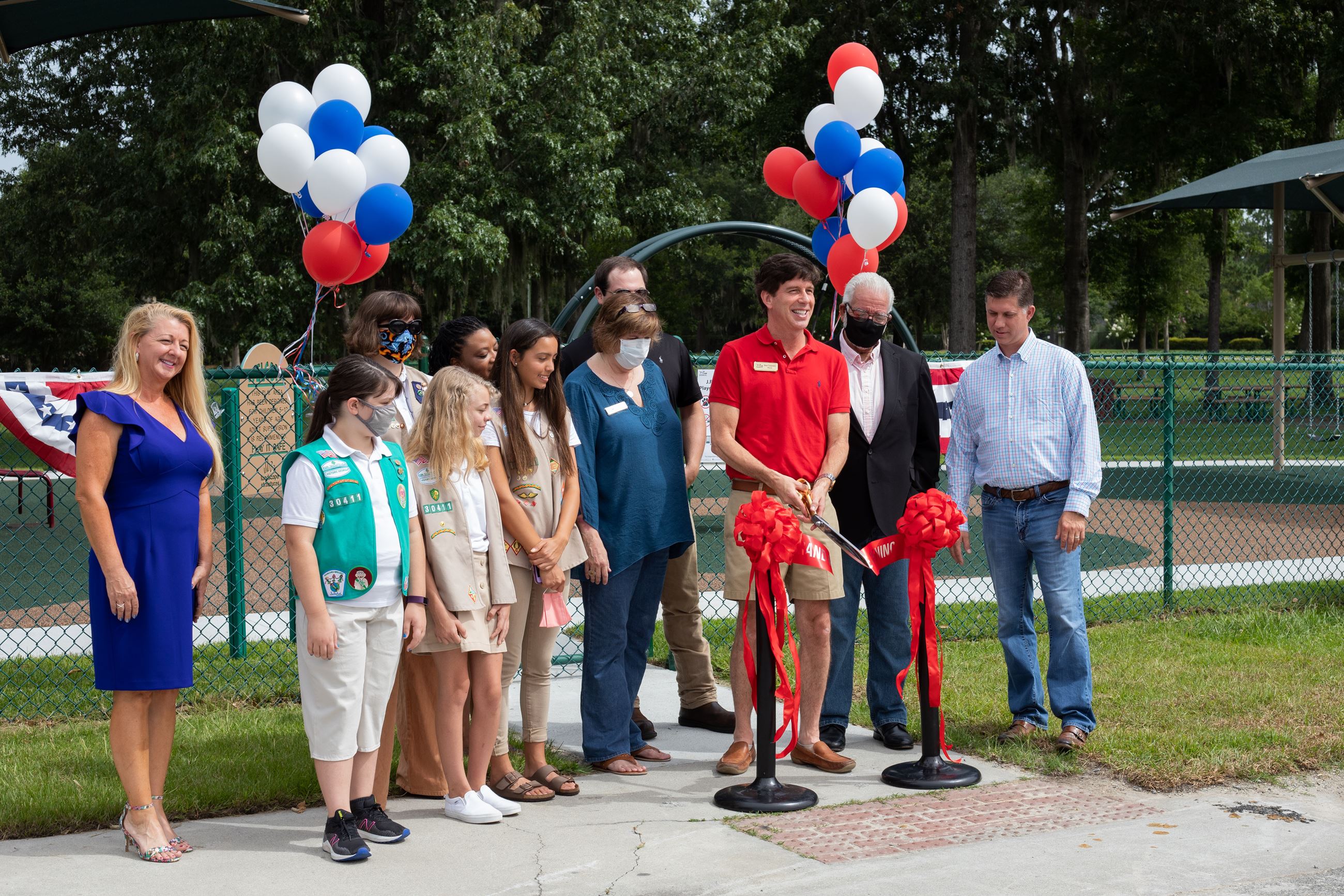 ribbon cutting ceremony for J.F. Gregory Park Playground