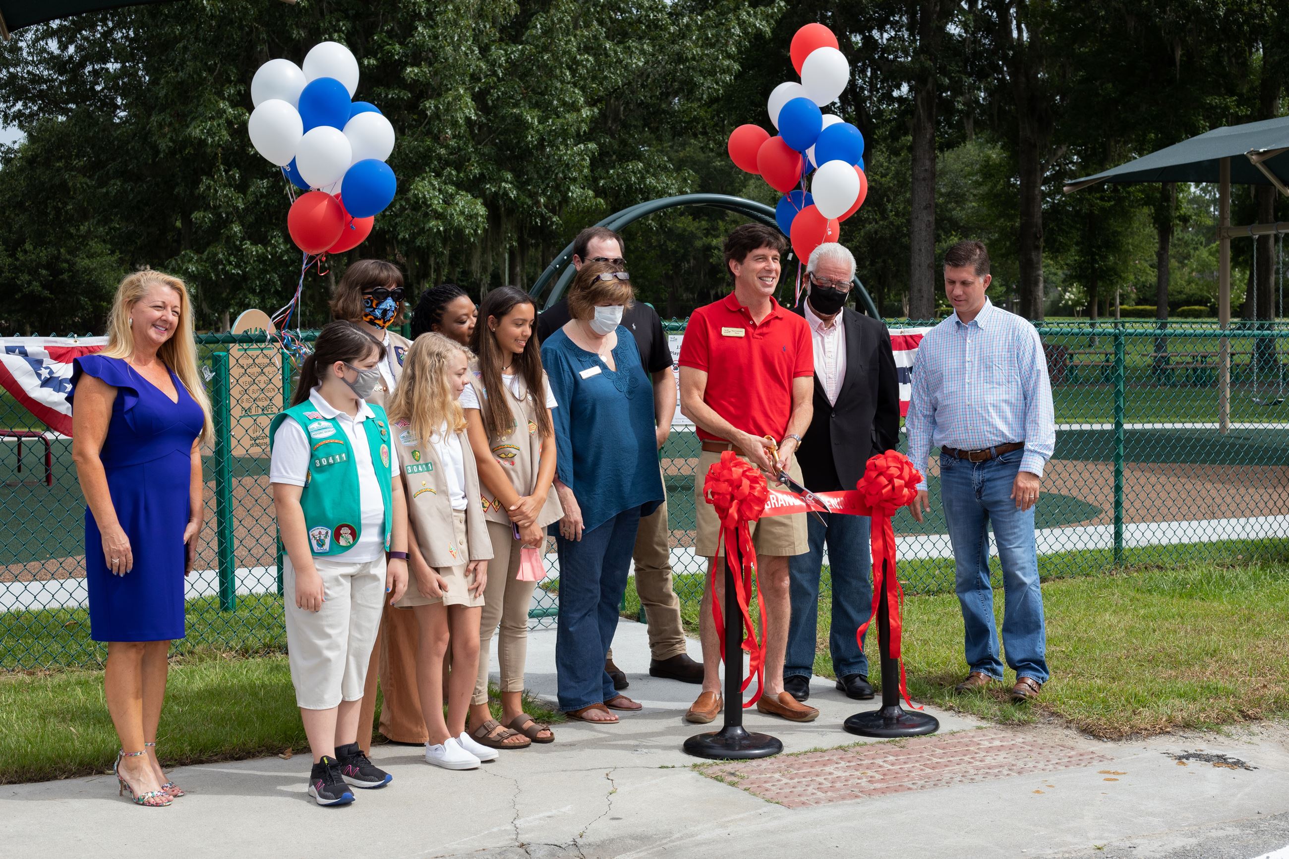 ribbon cutting ceremony for J.F. Gregory Park Playground